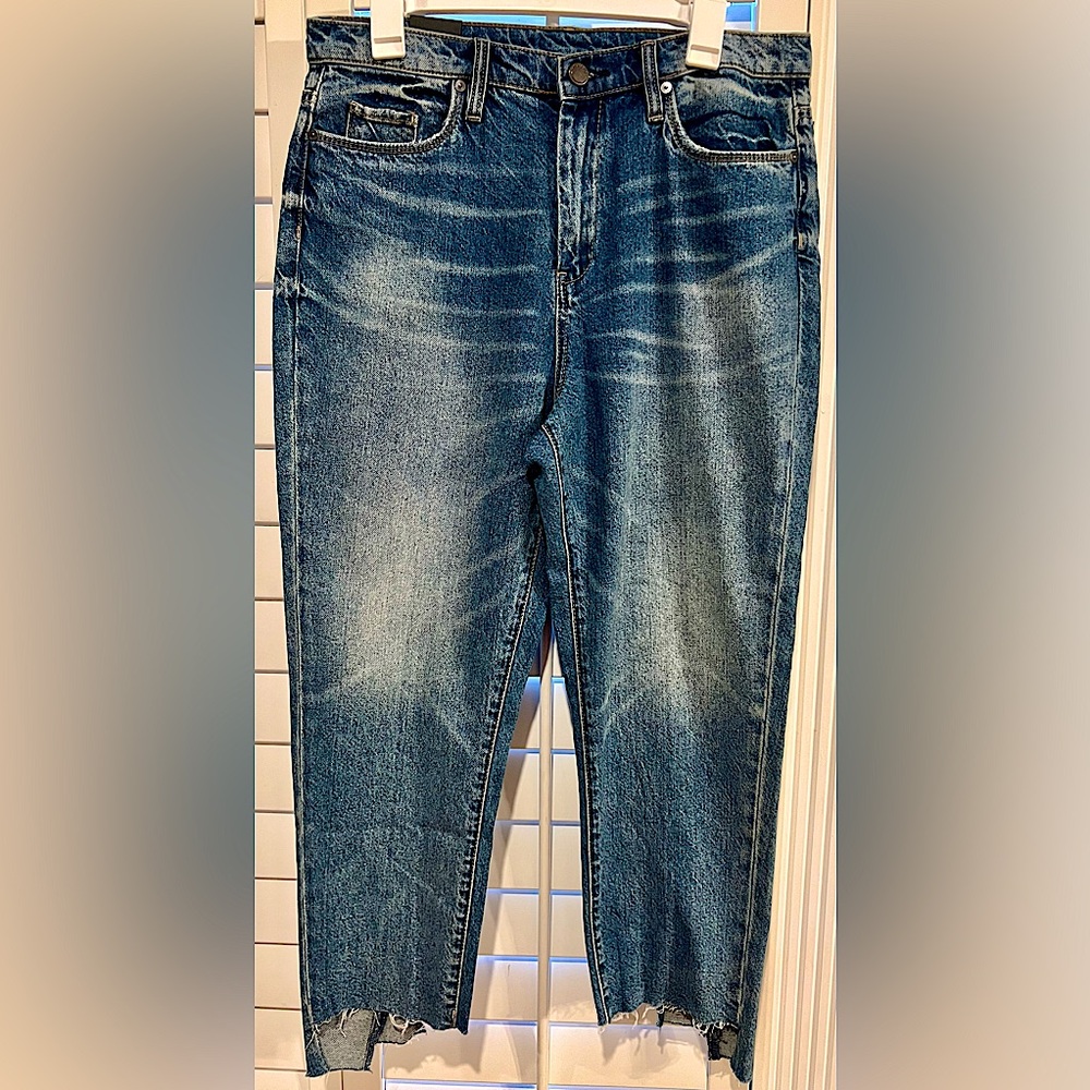 NWT Blank NYC Cinderella Story Blue Denim Distressed Hem Straight Leg Jean SZ 31